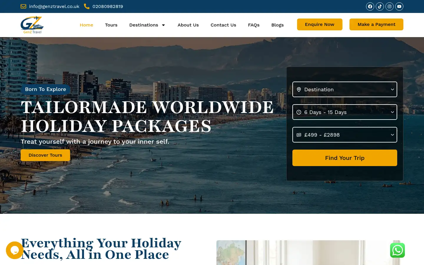 Screenshot of genztravel.co.uk
