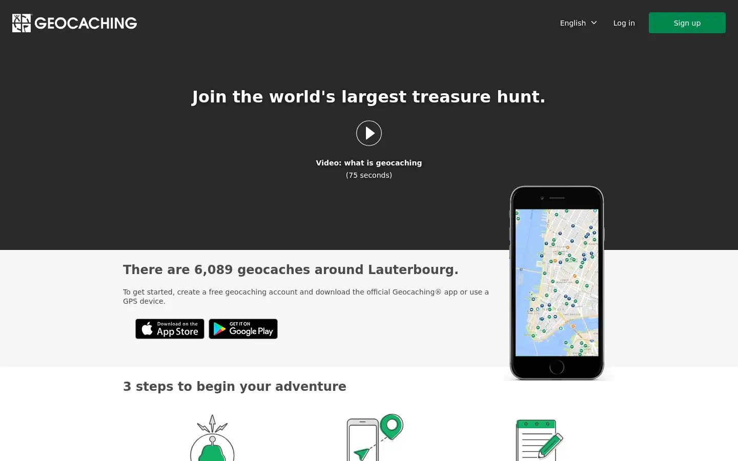 Screenshot of geocaching.com
