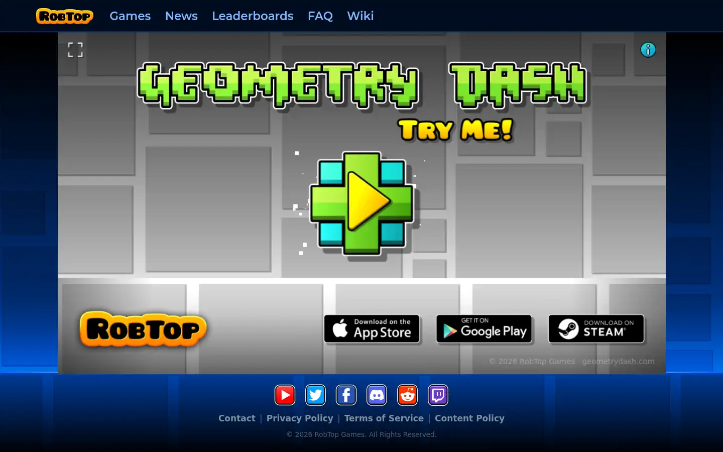 Screenshot of geometrydash.com