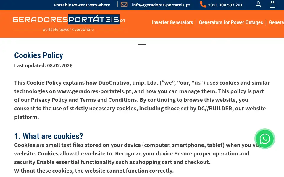 Screenshot of geradores-portateis.pt