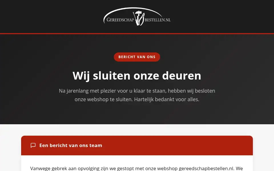 Screenshot of gereedschapbestellen.nl