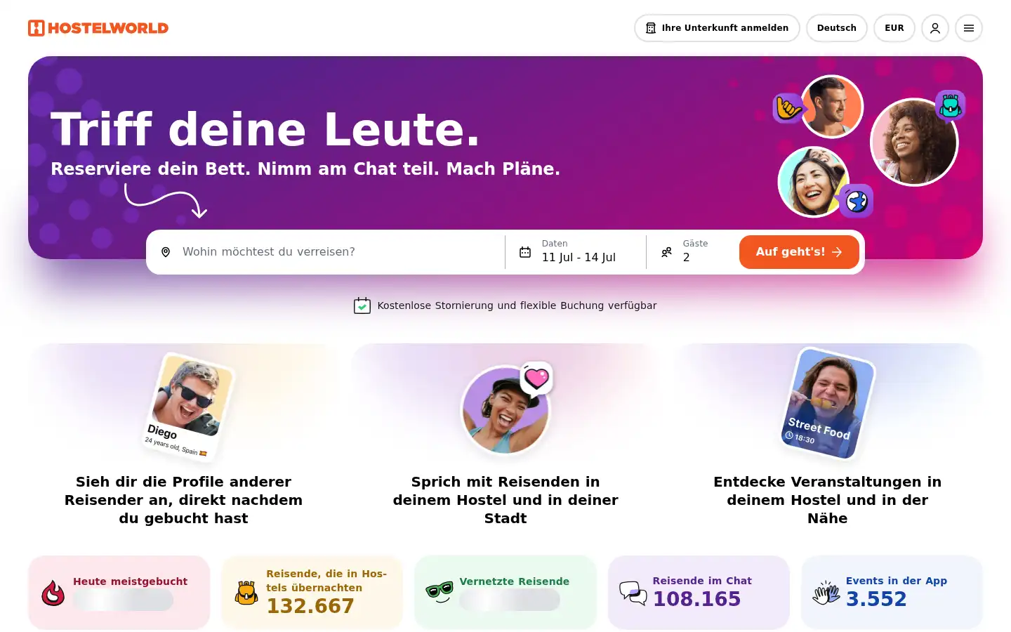 Screenshot of german.hostelworld.com