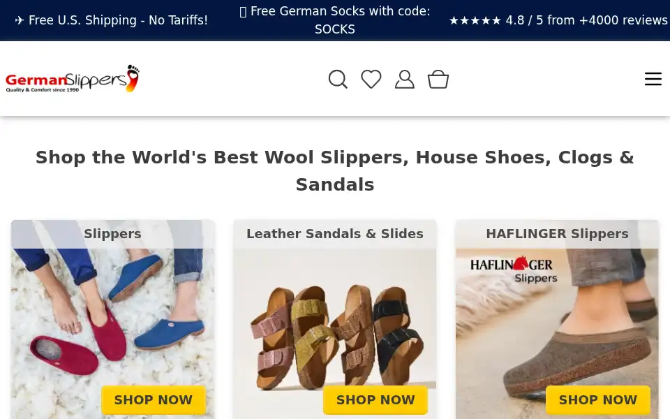 Screenshot of german-slippers.com