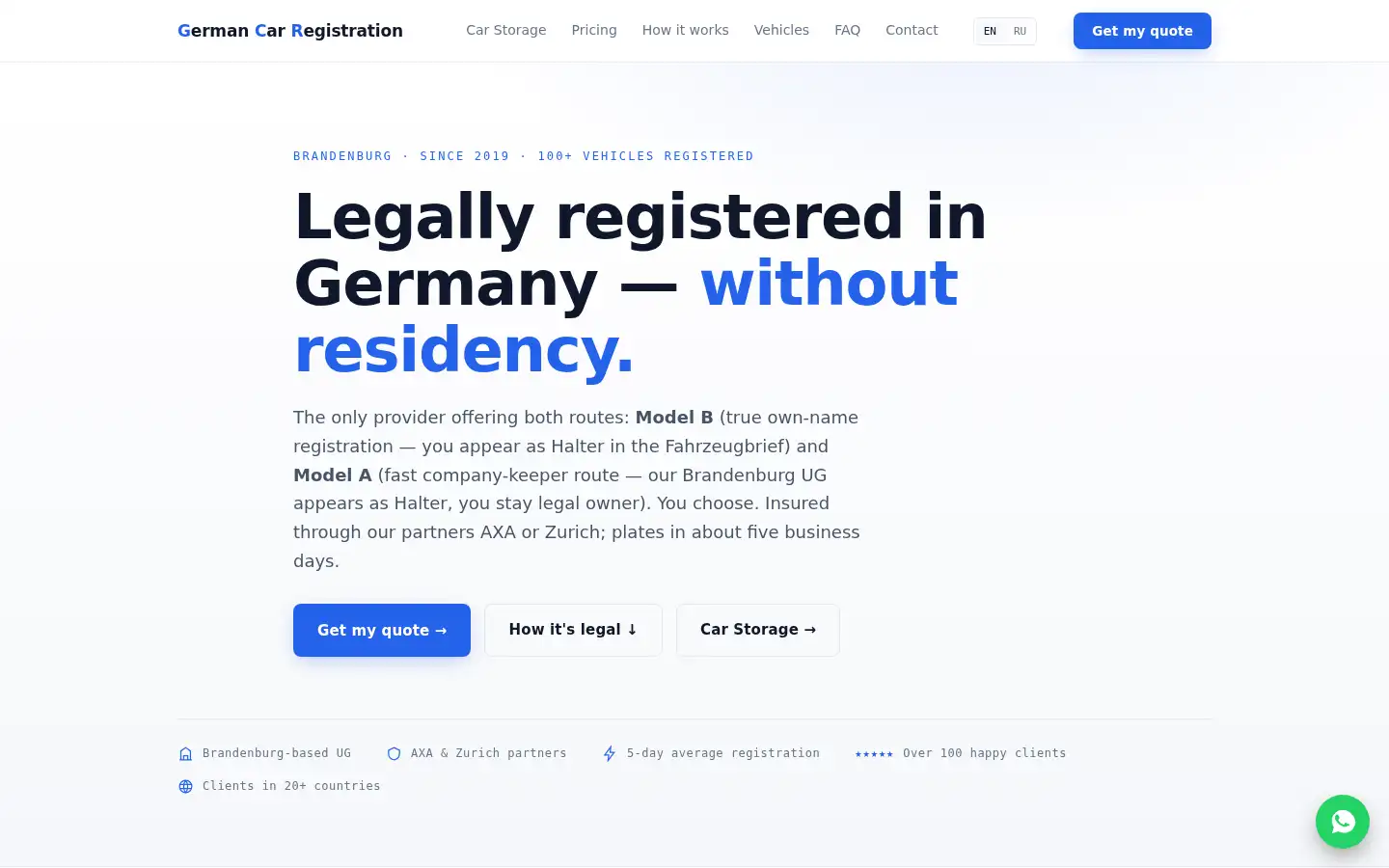 Screenshot of germancarregistration.com