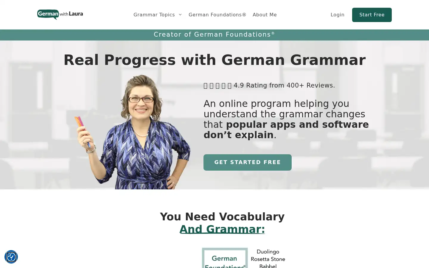 Screenshot of germanwithlaura.com