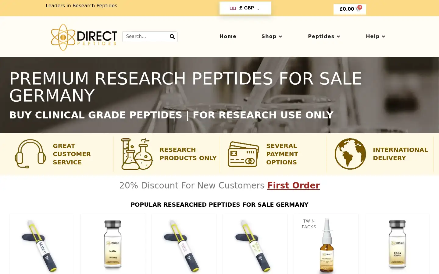 Screenshot of germany.direct-peptides.com
