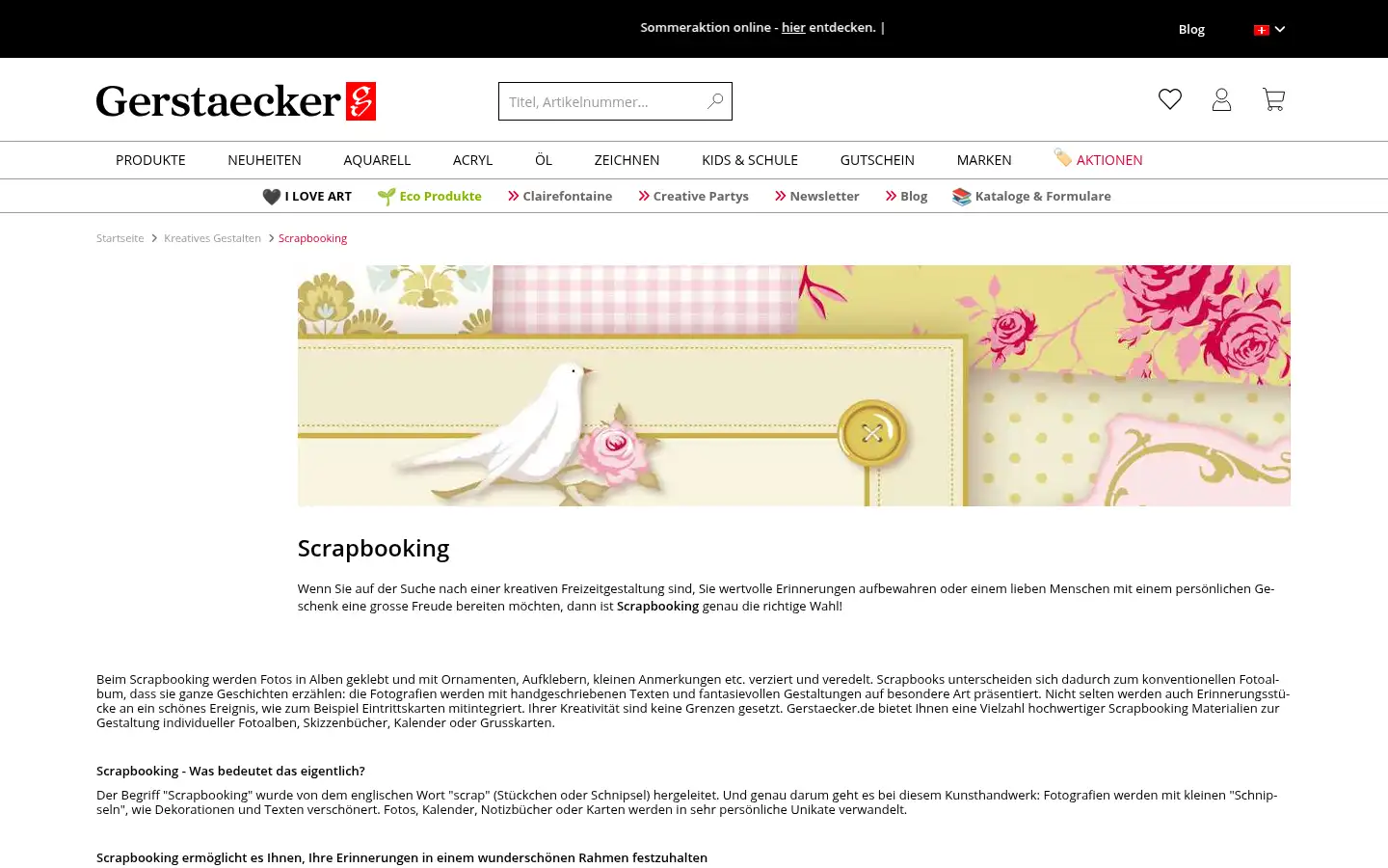 Screenshot of gerstaecker.ch