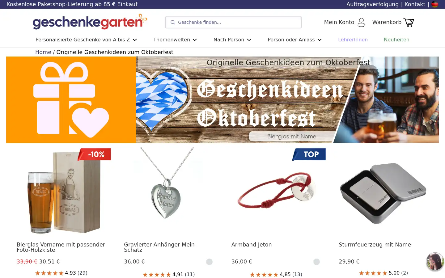 Screenshot of geschenkegarten.com