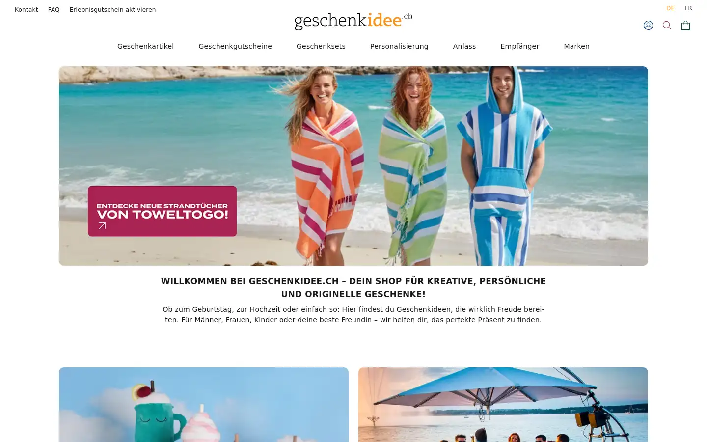 Screenshot of geschenkidee.ch