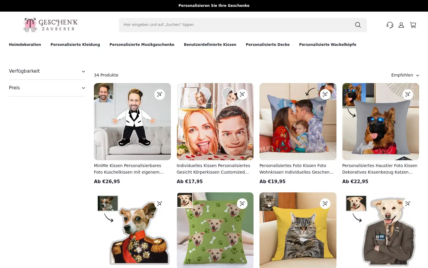 Screenshot of geschenkzauberer.de