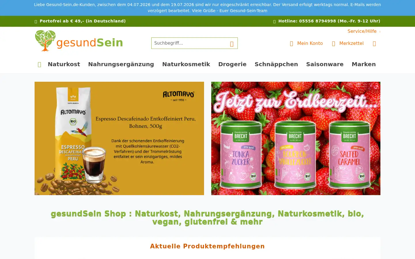Screenshot of gesund-sein.de
