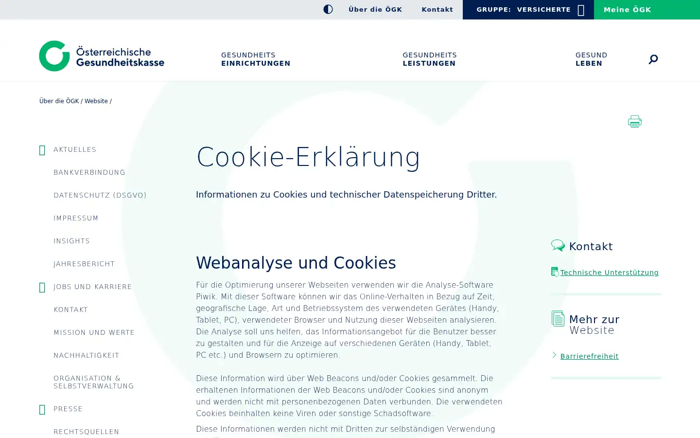Screenshot of gesundheitskasse.at