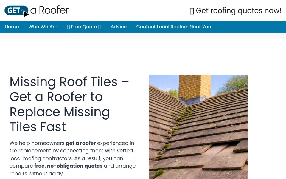 Screenshot of getaroofer.org.uk