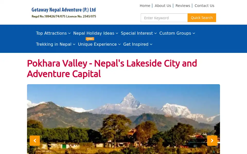 Screenshot of getawaynepal.com