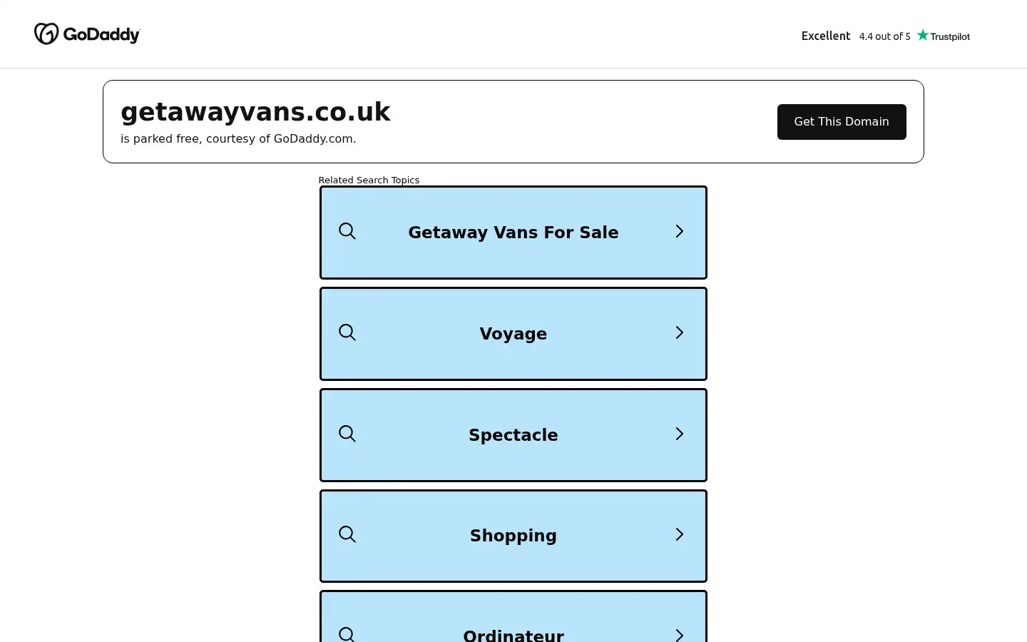 Screenshot of getawayvans.co.uk