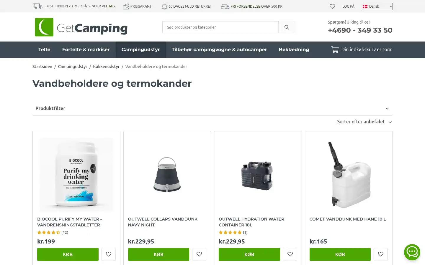 Screenshot of getcamping.dk