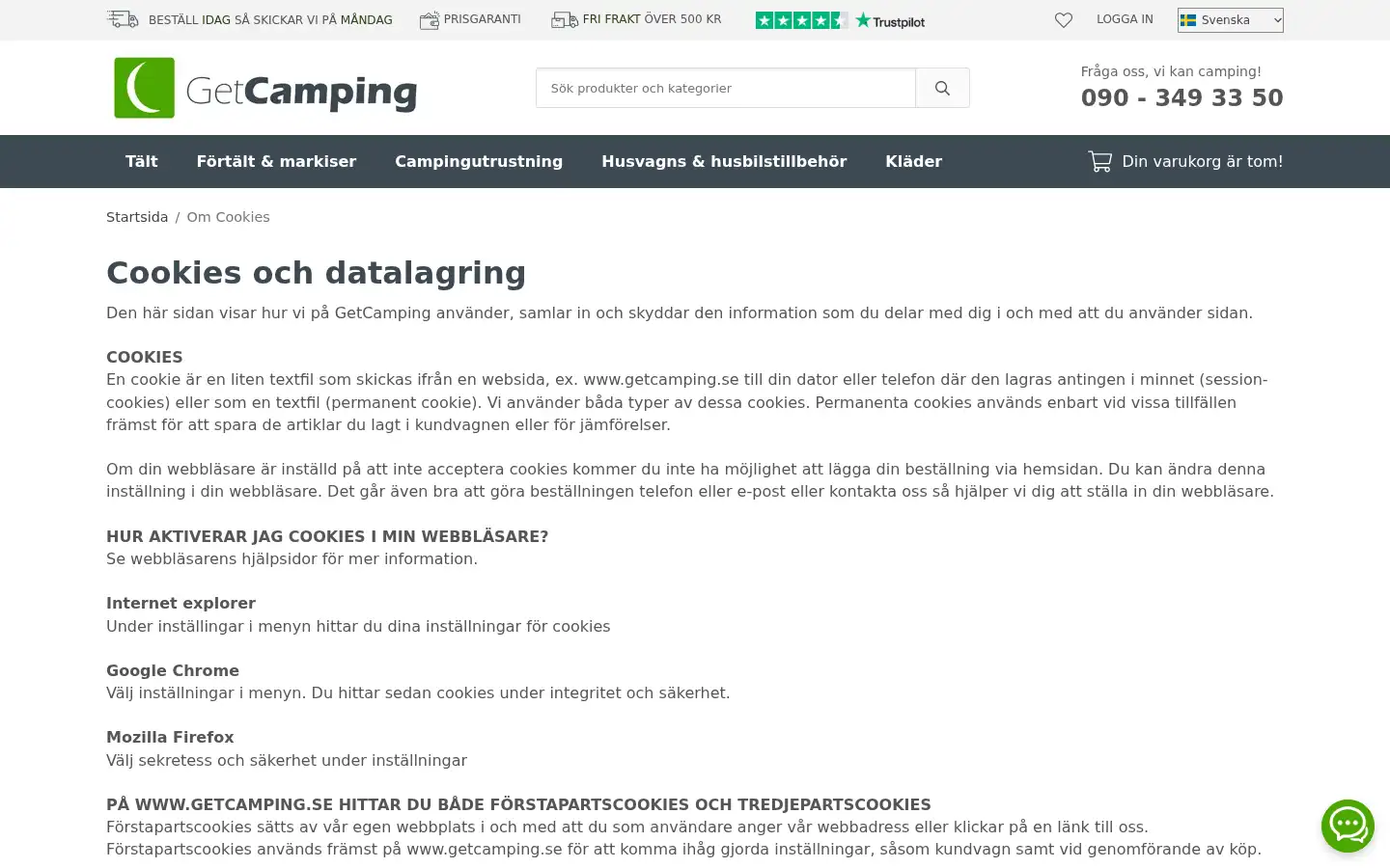 Screenshot of getcamping.se