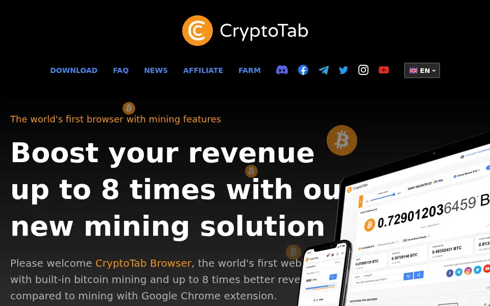 Screenshot of getcryptotab.com