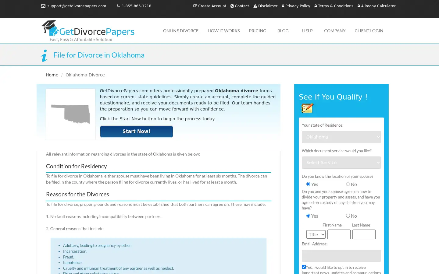 Screenshot of getdivorcepapers.com