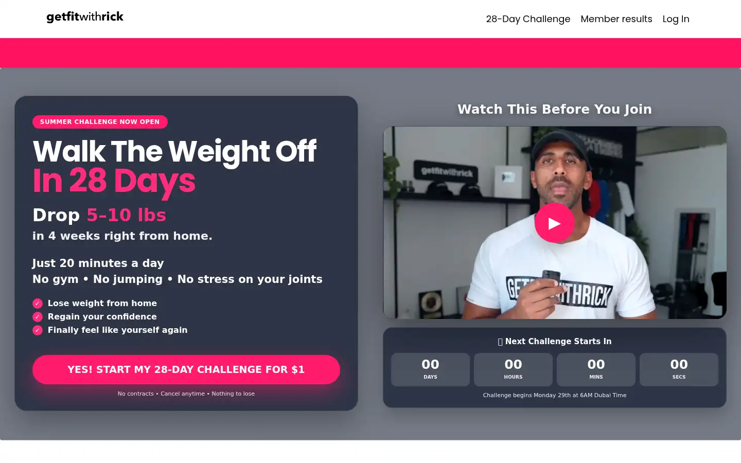 Screenshot of getfitwithrick.com