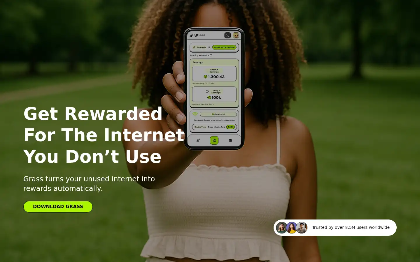 Screenshot of getgrass.io