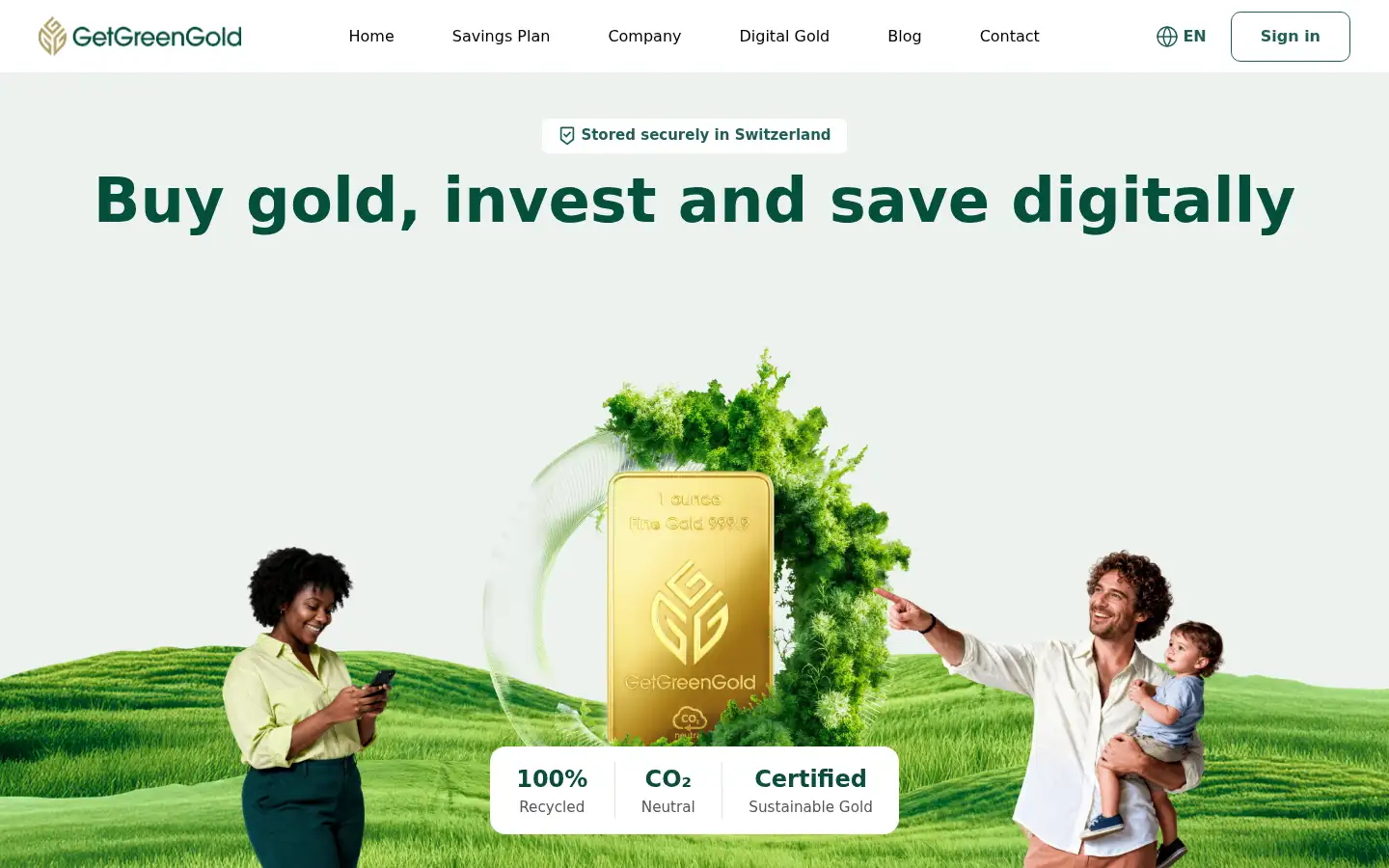 Screenshot of getgreengold.com