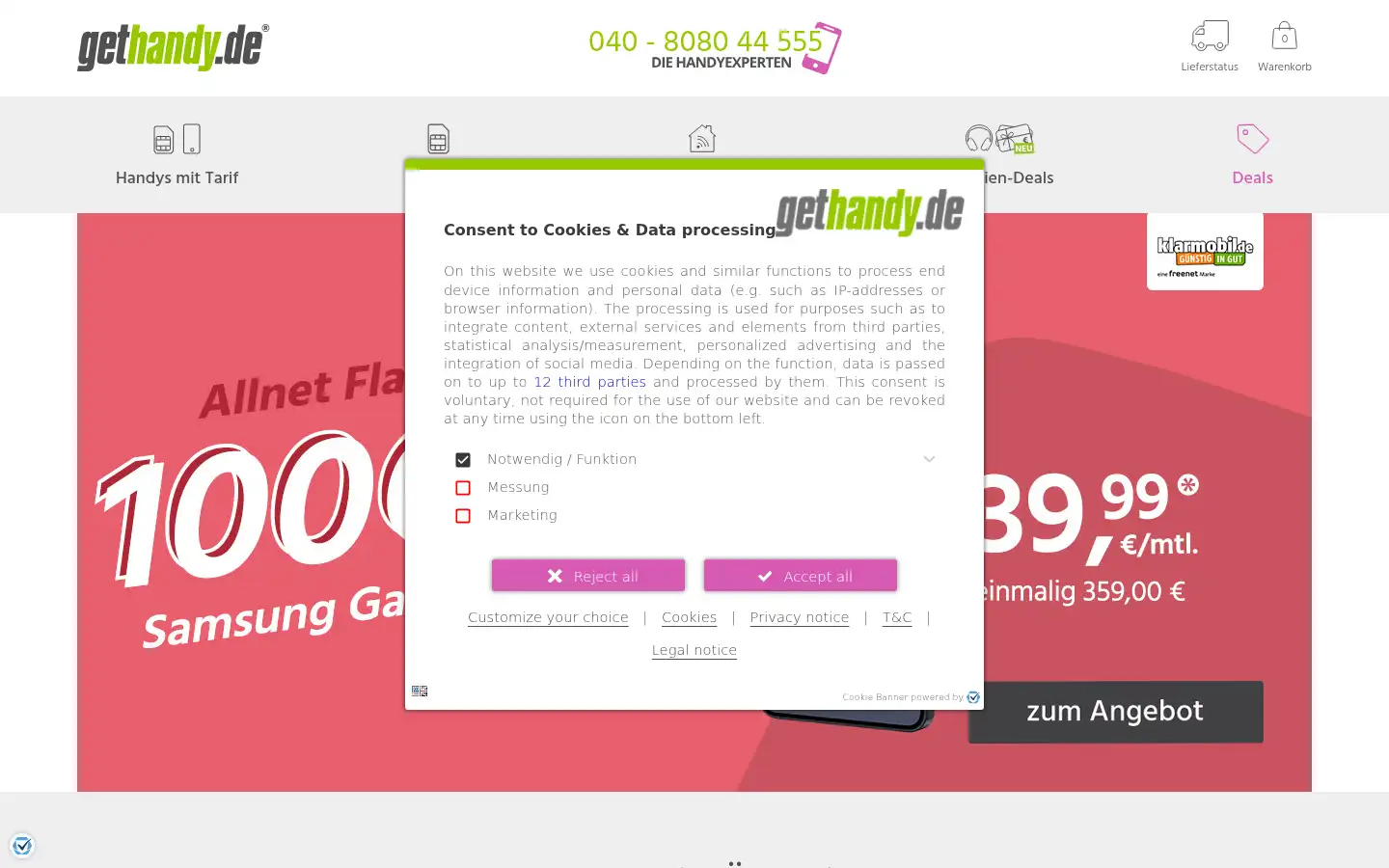 Screenshot of gethandy.de