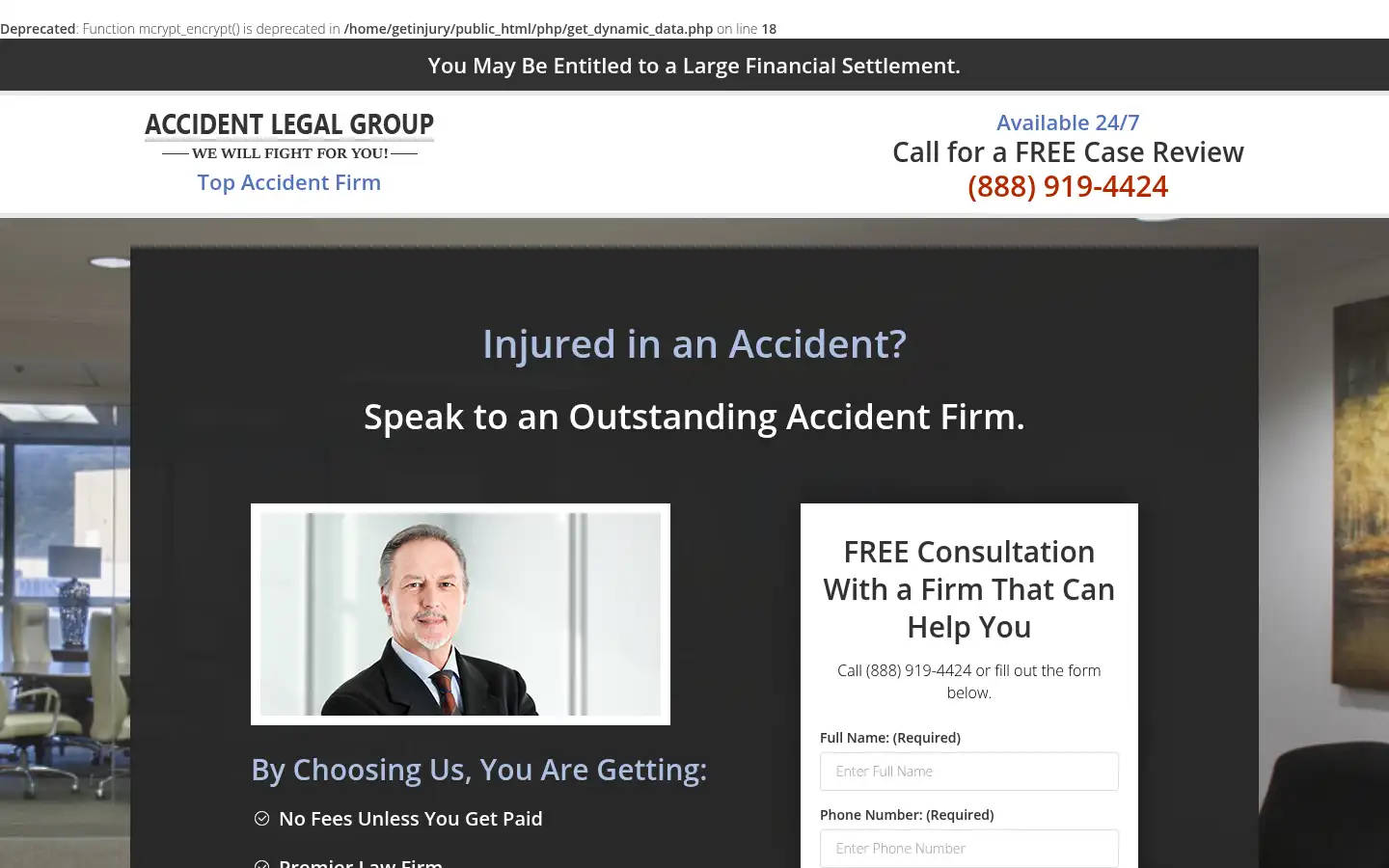 Screenshot of getinjuryattorney.com