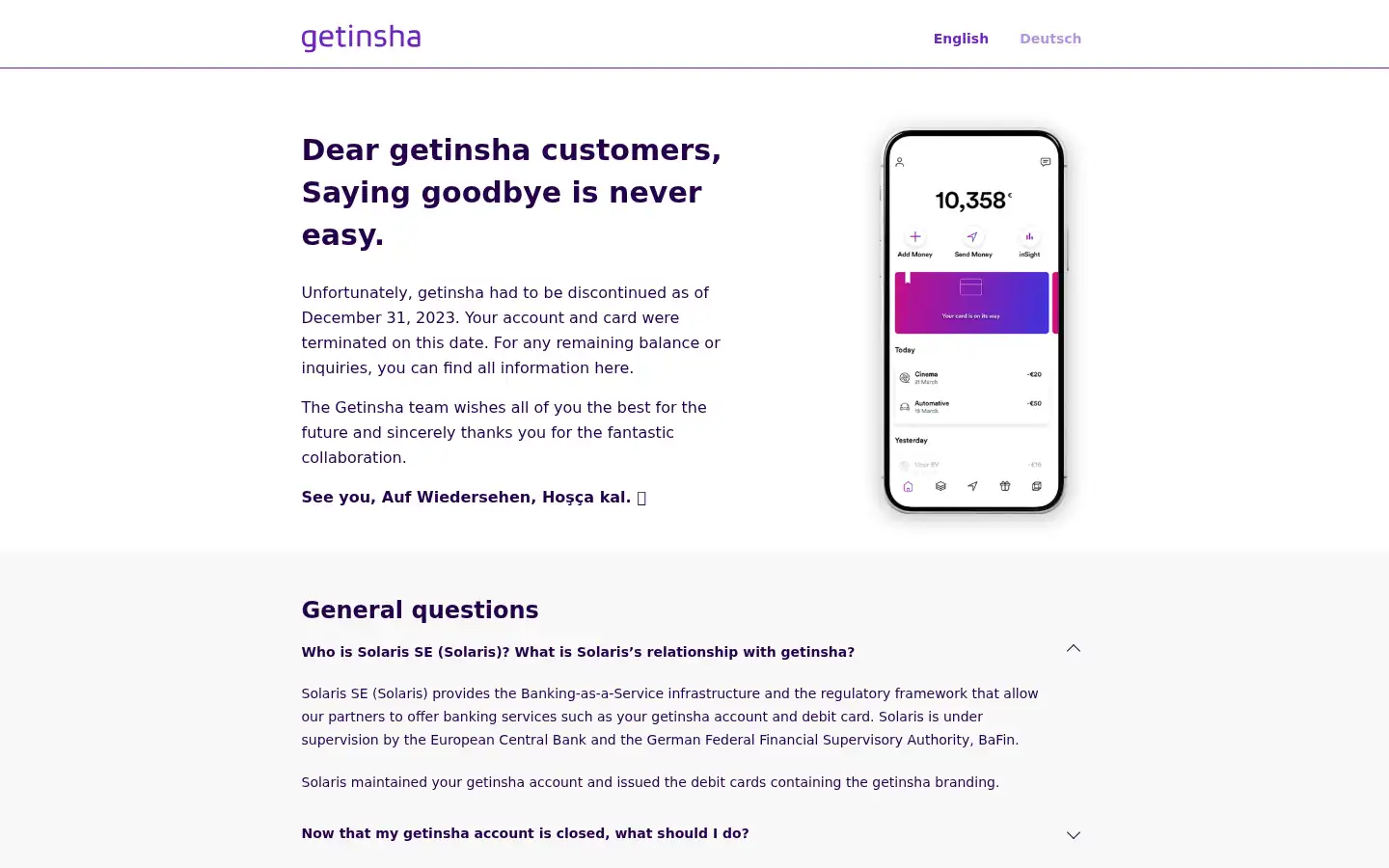 Screenshot of getinsha.com