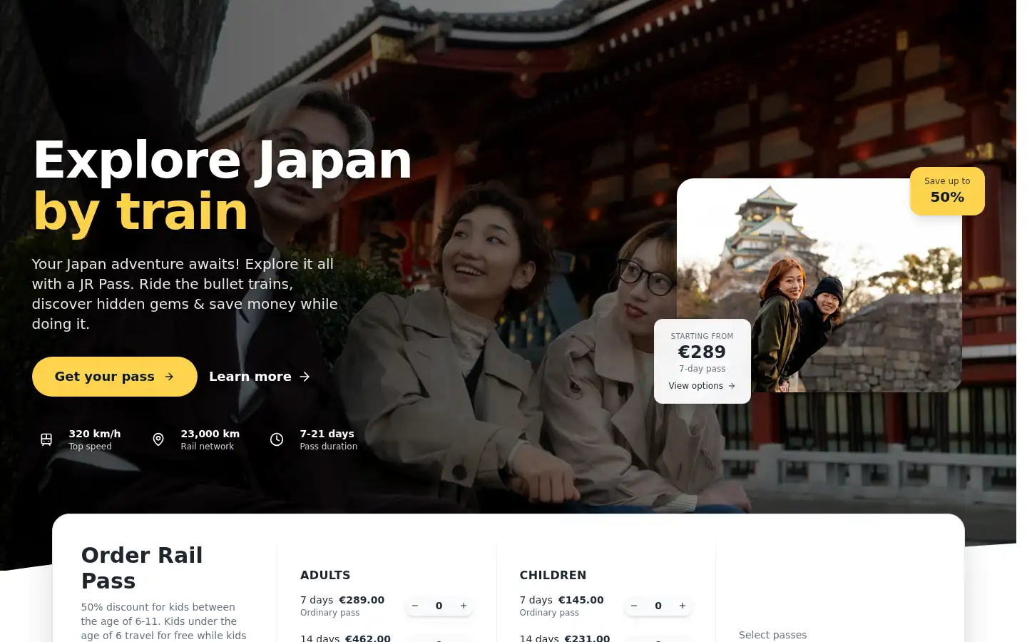 Screenshot of getjrpass.com