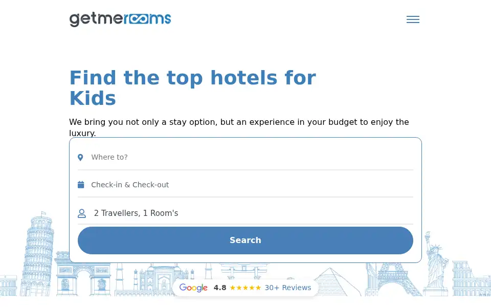 Screenshot of getmerooms.co.uk