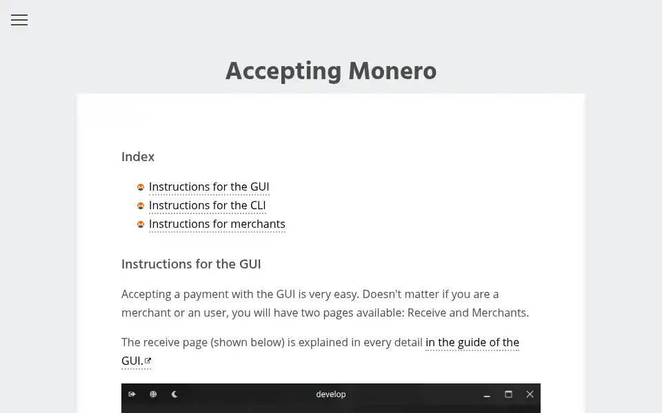 Screenshot of getmonero.org