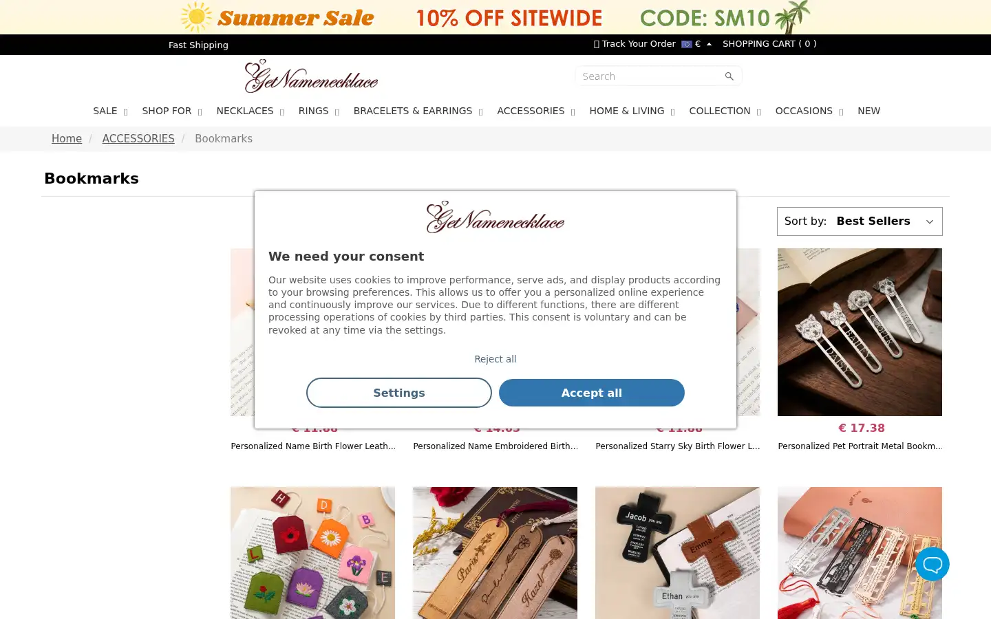 Screenshot of getnamenecklace.com