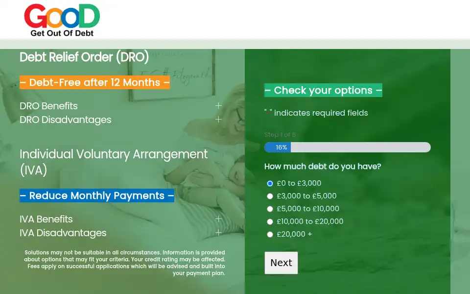 Screenshot of getoutofdebt.co.uk