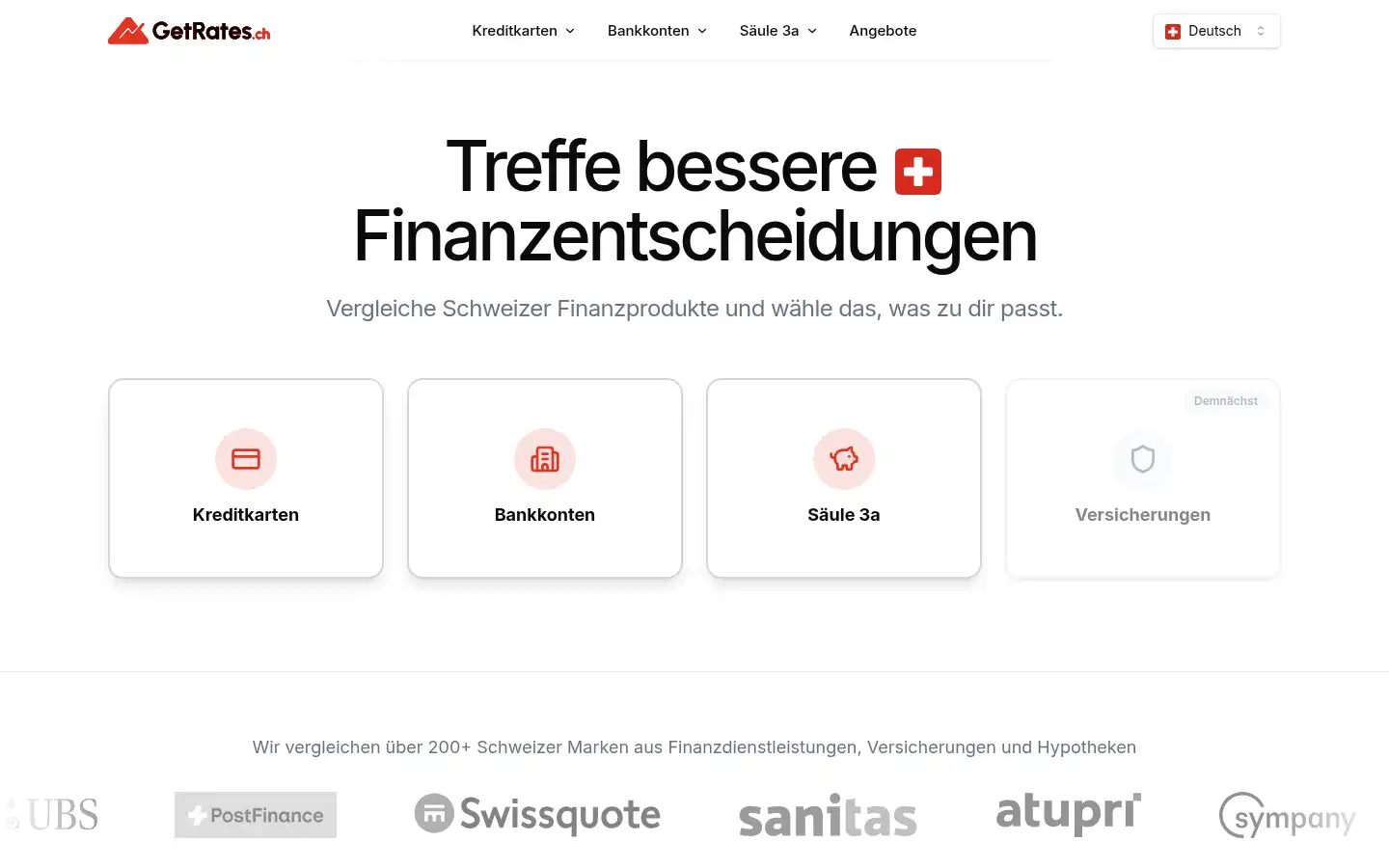 Screenshot of getrates.ch