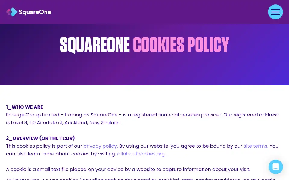Screenshot of getsquareone.app