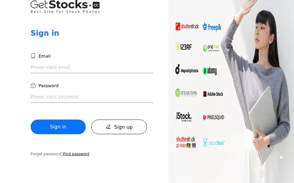 Screenshot of getstocks.cc