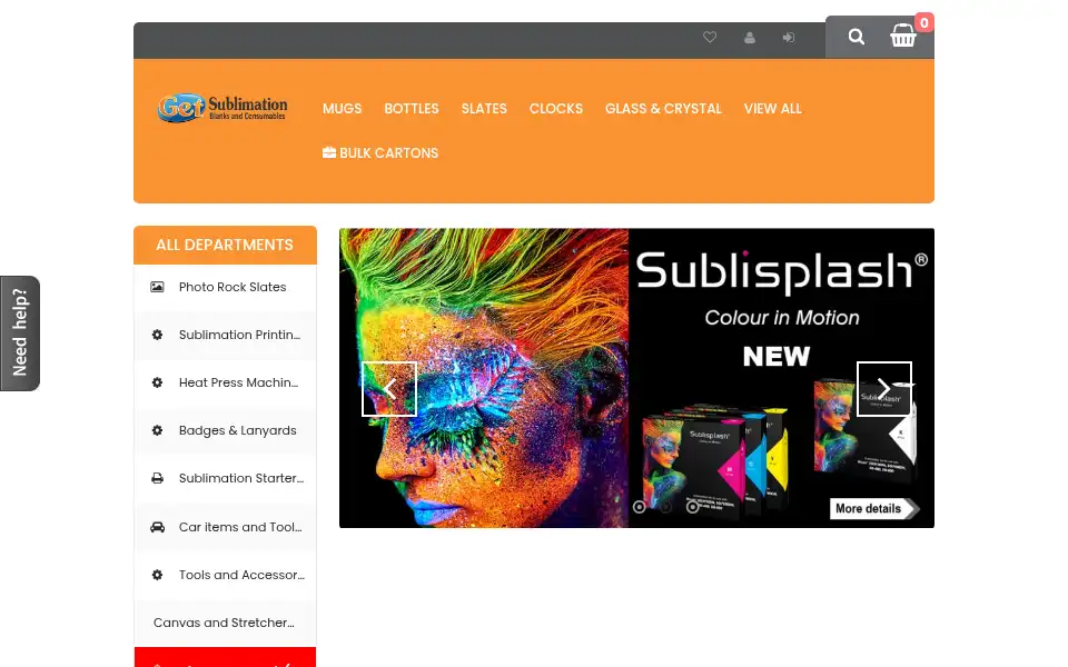 Screenshot of getsublimationblanks.co.uk