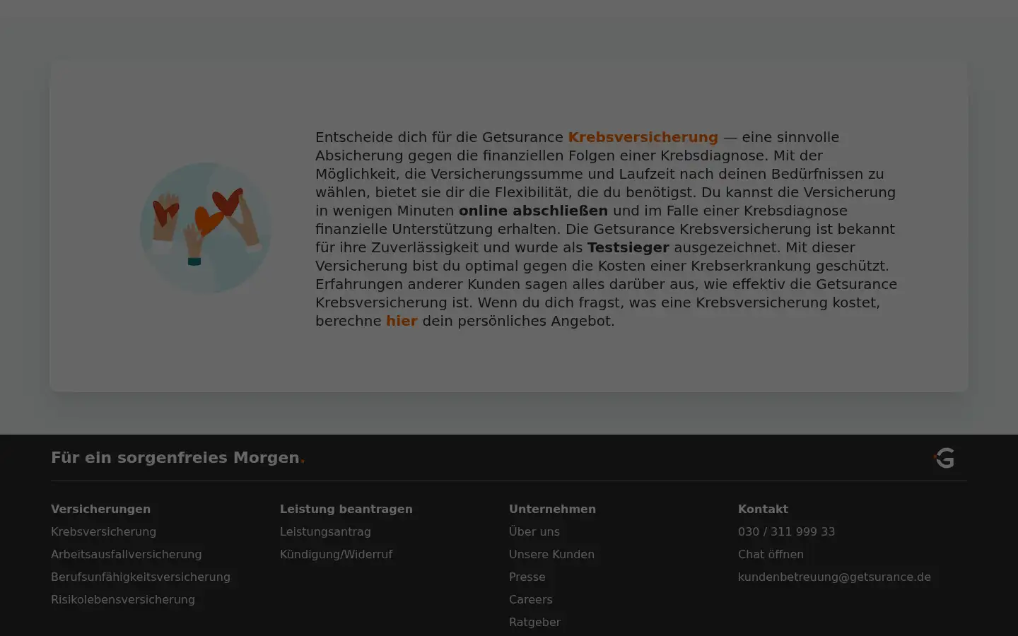 Screenshot of getsurance.de
