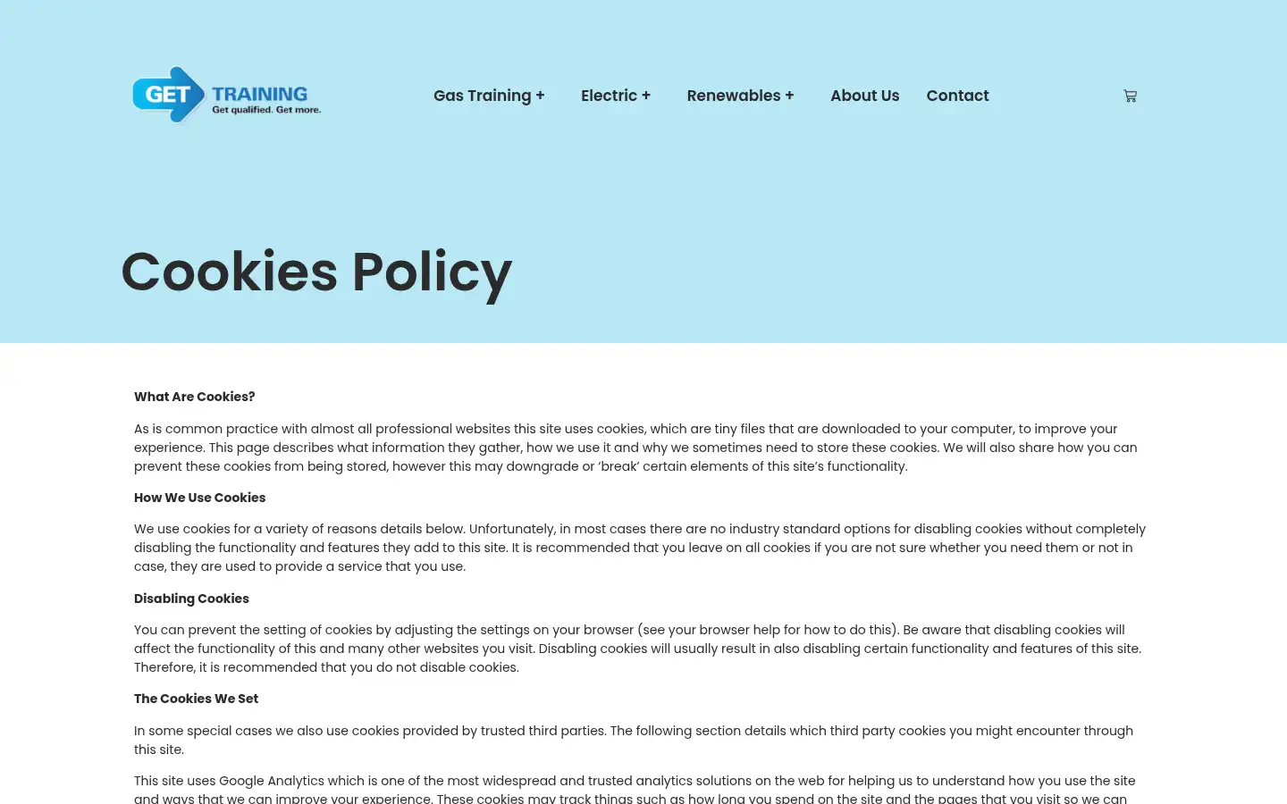 Screenshot of gettraining.com