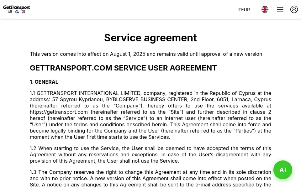 Screenshot of gettransport.com