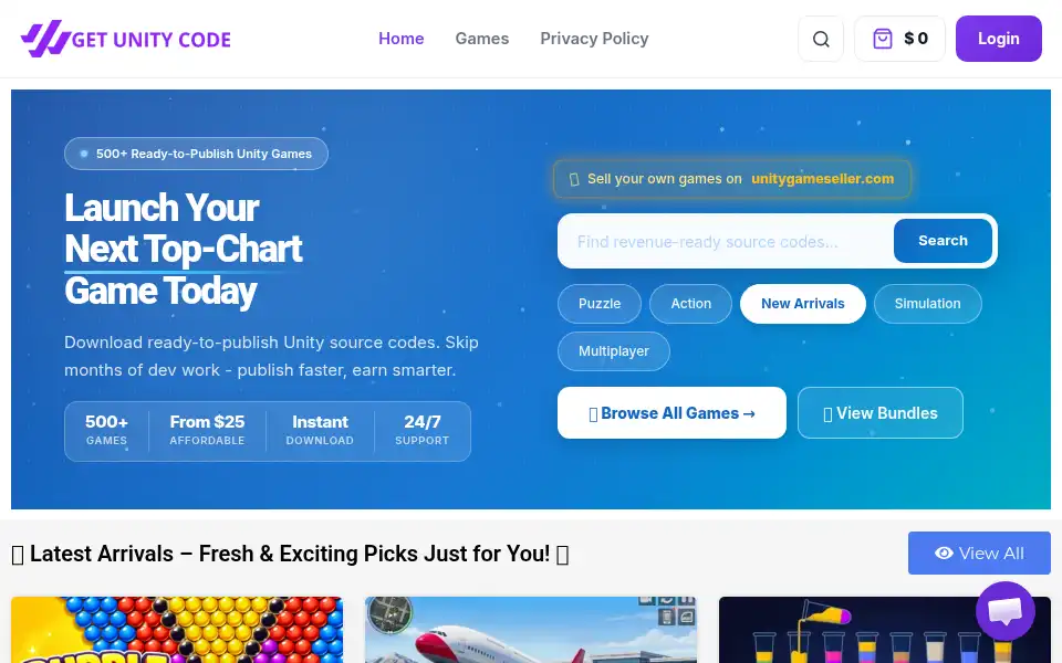 Screenshot of getunitycode.com