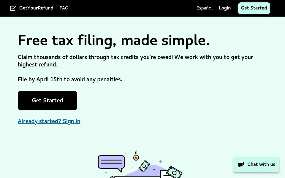 Screenshot of getyourrefund.org
