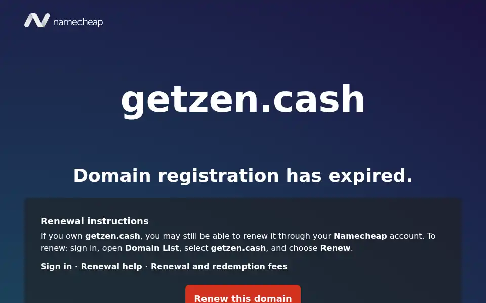 Screenshot of getzen.cash