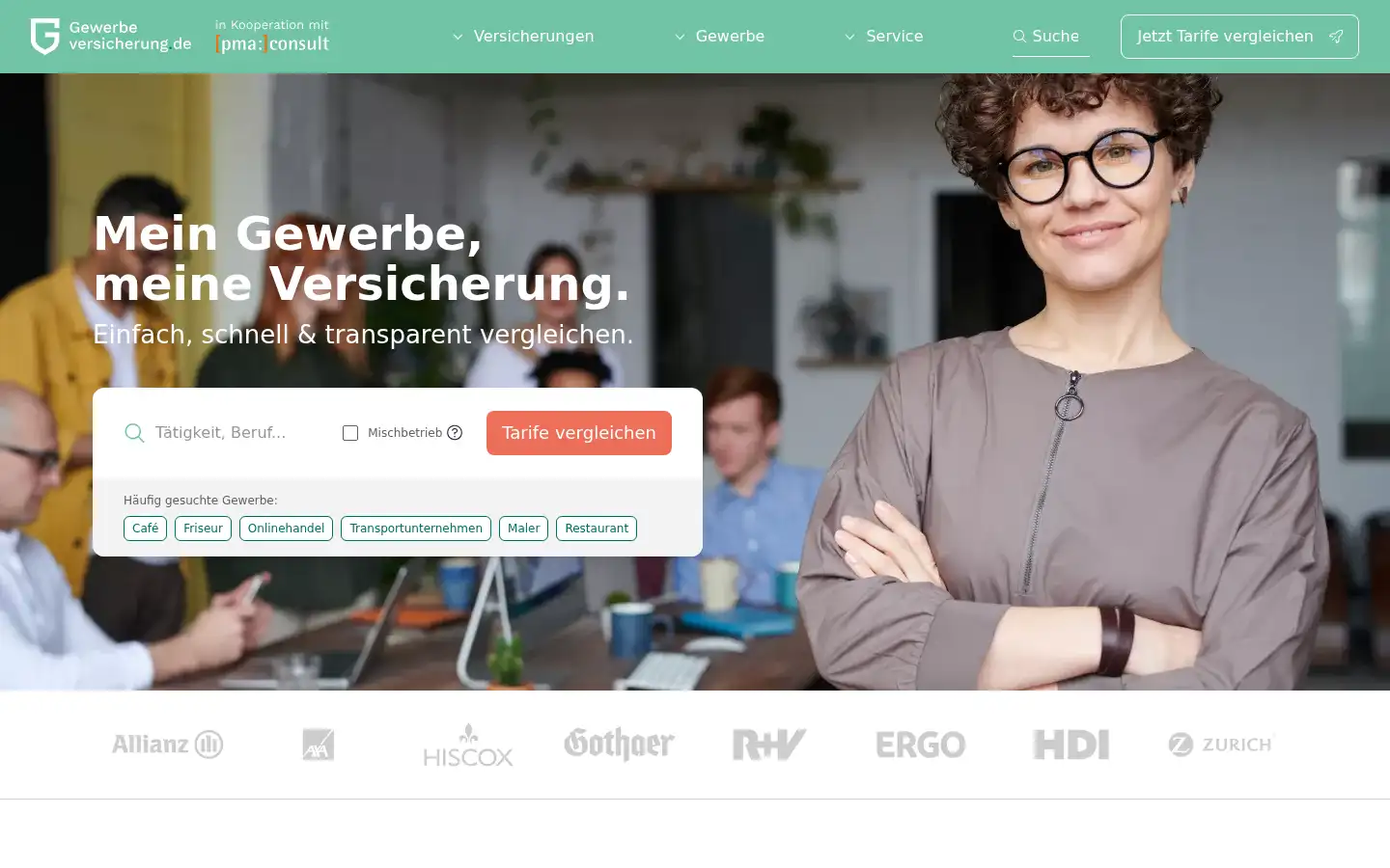 Screenshot of gewerbeversicherung.de