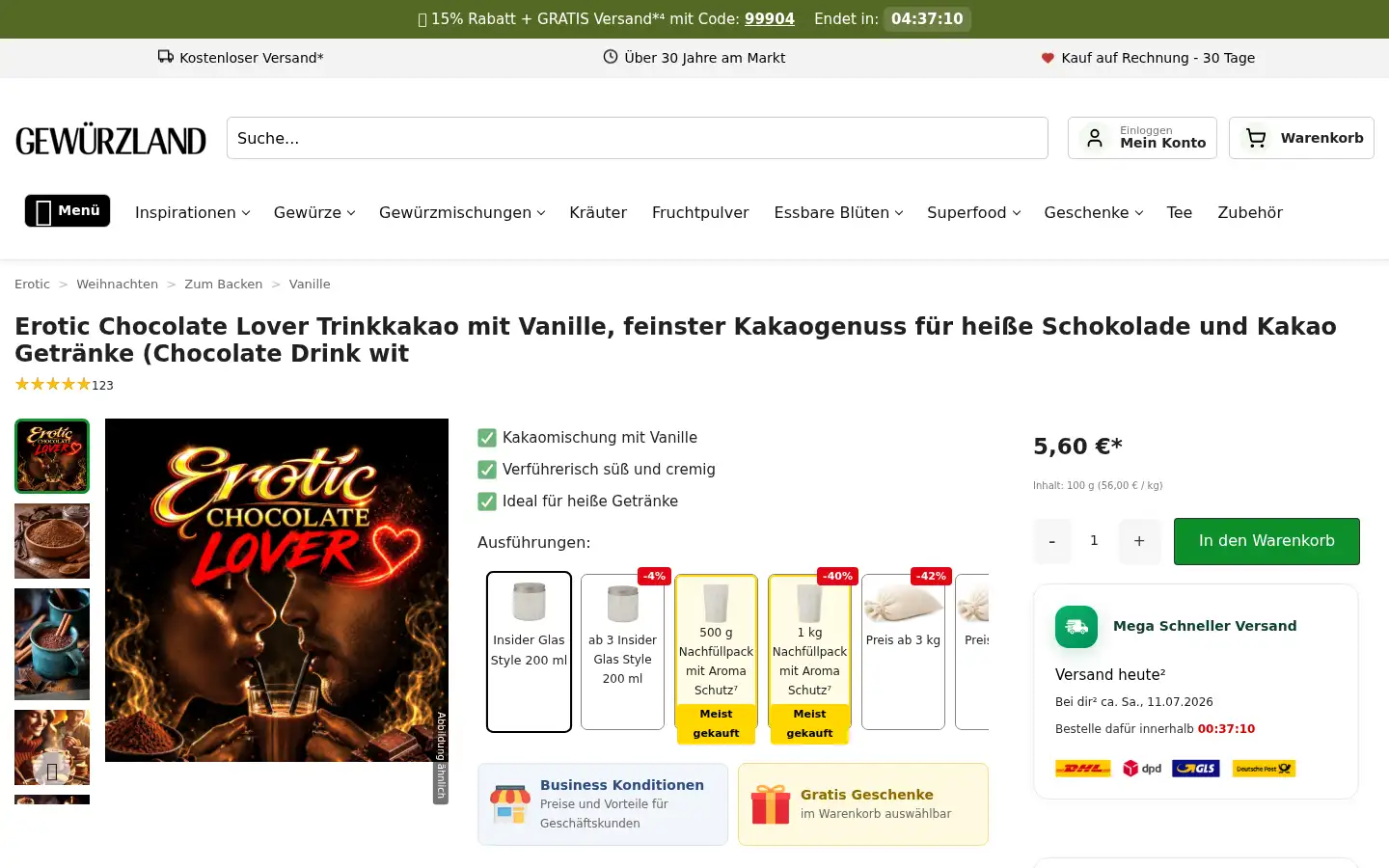 Screenshot of gewuerzland.com