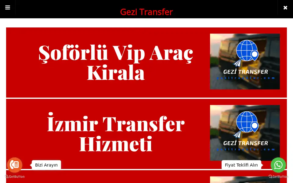 Screenshot of gezitransfer.com
