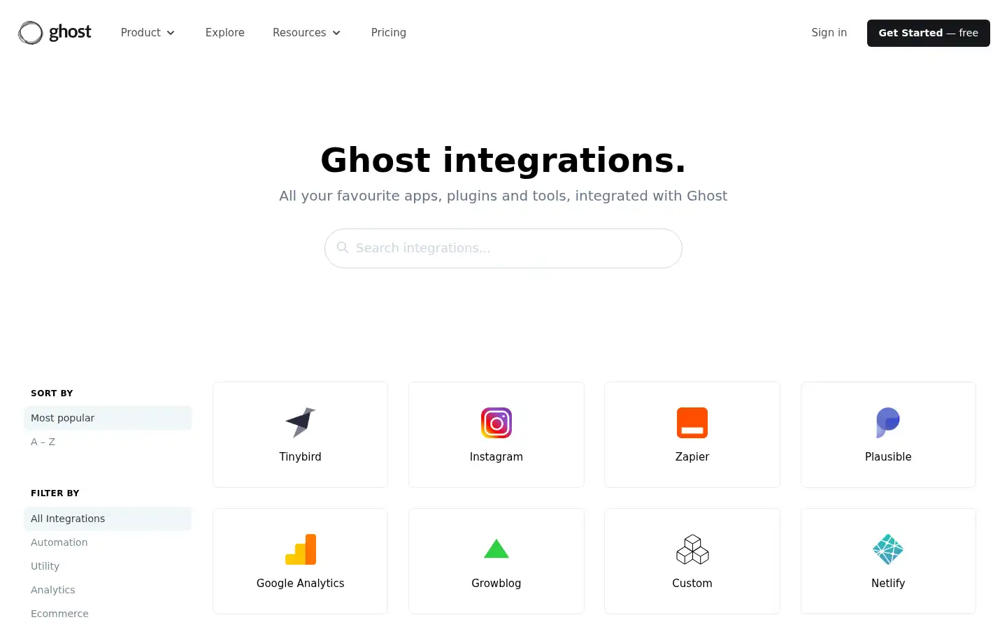 Screenshot of ghost.org