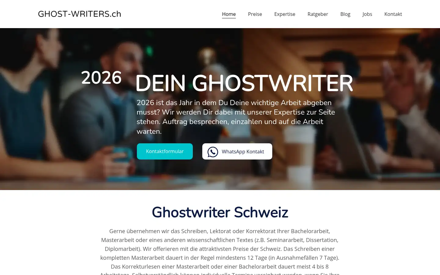 Screenshot of ghost-writers.ch