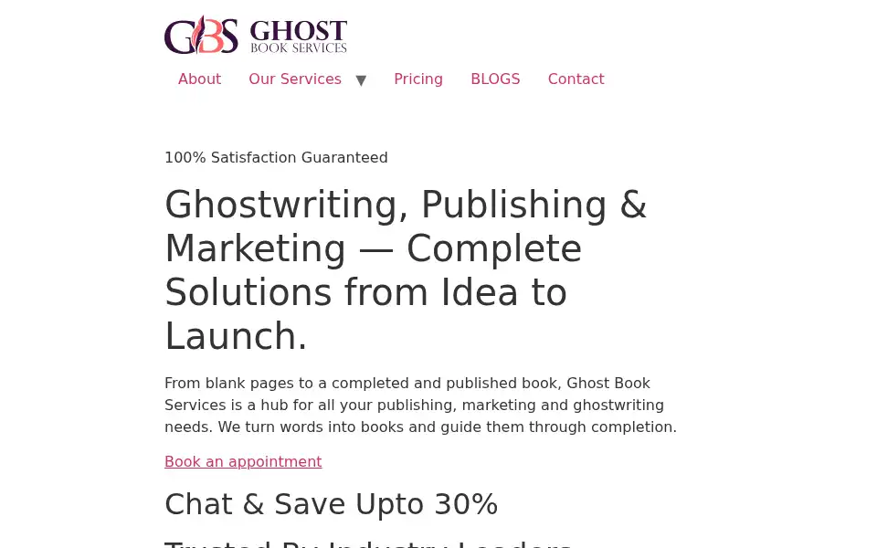 Screenshot of ghostbookservices.com